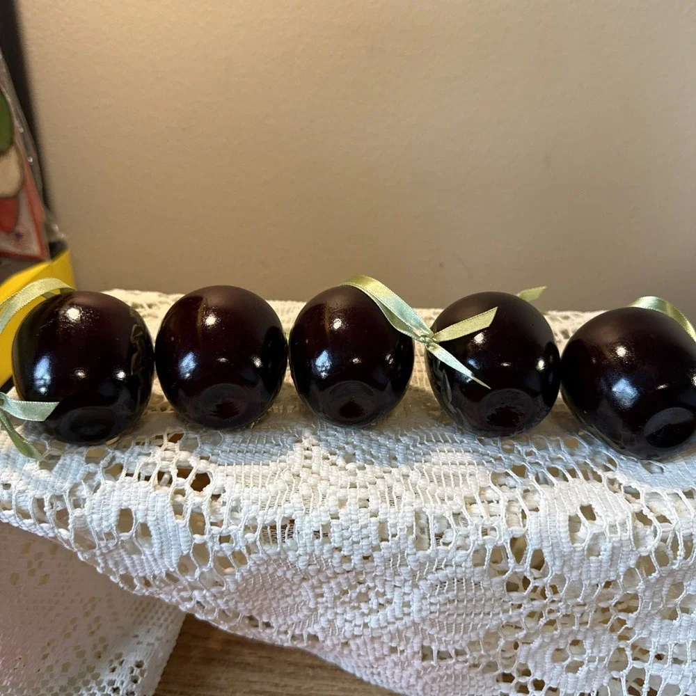 Set Of 5 Hand Painted Apple Ornaments